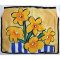 Woman Crop Blouse - White : Daffodils in a blue vase.