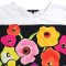 Woman Crop Blouse - White : Floral Revelry in the Nocturne