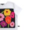 Woman Crop Blouse - White : Floral Revelry in the Nocturne