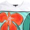 Woman Crop Blouse - White : Radiant Bloom in Mint Solitude