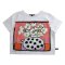 Woman Crop Blouse - White : Joyful Blooms in Polka Vase