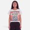 Woman Crop Blouse - White : Joyful Blooms in Polka Vase