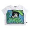 Woman Crop Blouse - White : Tuxedo Camouflage in Monstera Leaf