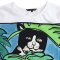 Woman Crop Blouse - White : Tuxedo Camouflage in Monstera Leaf
