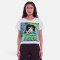 Woman Crop Blouse - White : Tuxedo Camouflage in Monstera Leaf