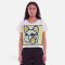 Woman Crop Blouse - White : Playful Frenchie