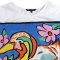 Woman Crop Blouse - White : Mandarin Duck Chromatic Waltz