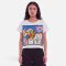 Woman Crop Blouse - White : Mandarin Duck Chromatic Waltz