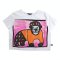 เสื้อครอปผู้หญิง - สีขาว : ลายเสน่ห์กอริลลาเสื้อส้ม