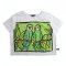 เสื้อครอปผู้หญิง - สีขาว : ลายนกแก้วคู่รักในพงไพร