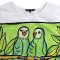 เสื้อครอปผู้หญิง - สีขาว : ลายนกแก้วคู่รักในพงไพร