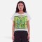 เสื้อครอปผู้หญิง - สีขาว : ลายนกแก้วคู่รักในพงไพร