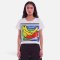 เสื้อครอปผู้หญิง - สีขาว : ลายวิหคอิสระและจังหวะสี