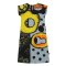 Woman Sleeve Casual Dress - Grey : Abstract yellow and orange circles