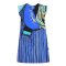 Woman Sleeve Casual Dress - Blue  : Abstract on a stripe blue background