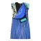 Woman Sleeve Casual Dress - Blue  : Abstract on a stripe blue background