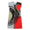 Woman Sleeve Casual Dress - Grey : Swipe the brush in black circles on the red and gray background.