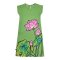 Woman Sleeve Casual Dress - Green : Beautiful pink lotus blossoms