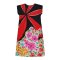 Woman Sleeve Casual Dress - Black : Red-haired woman with Multicolur bouquet