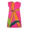 Woman Sleeve Casual Dress - Pink : Orange-haired woman with bright yellow lilies