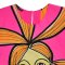 Woman Sleeve Casual Dress - Pink : Orange-haired woman with bright yellow lilies