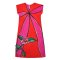 Woman Sleeve Casual Dress - Red : Chic pink haired woman in the rose garden