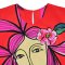 Woman Sleeve Casual Dress - Red : Chic pink haired woman in the rose garden