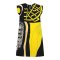 Woman Sleeve Casual Dress - Black :  Yellow Abstract