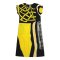 Woman Sleeve Casual Dress - Black :  Yellow Abstract