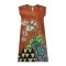 Woman Sleeve Casual Dress - Brown : Orchid flowers