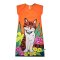 Woman Sleeve Casual Dress - Orange : Tabby Cat & Tropical Garden