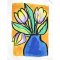 Woman Crop Shirts - White : Yellow Tulips in Blue Vase