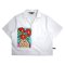 Woman Crop Shirts - White : Red Flowers in Polka Dot Vase