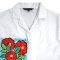 Woman Crop Shirts - White : Red Flowers in Polka Dot Vase