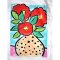 Woman Crop Shirts - White : Red Flowers in Polka Dot Vase