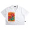 Woman Crop Shirts - White : Pink Roses & Orange Frame