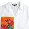 Woman Crop Shirts - White : Pink Roses & Orange Frame
