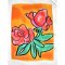 Woman Crop Shirts - White : Pink Roses & Orange Frame
