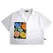 Woman Crop shirts - White : Colorful Flowers & Black Frame