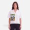 Woman Crop Shirts - White : White Flowers in Patterned Vase