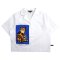 Woman Crop Shirts - White : Orange Tabby Cat & Blue Frame