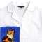 Woman Crop Shirts - White : Orange Tabby Cat & Blue Frame
