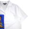 Woman Crop Shirts - White : Orange Tabby Cat & Blue Frame