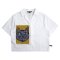Woman Crop Shirts - White : Grey Cat Portrait & Yellow Frame
