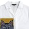 Woman Crop Shirts - White : Grey Cat Portrait & Yellow Frame