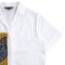 Woman Crop Shirts - White : Grey Cat Portrait & Yellow Frame