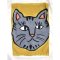 Woman Crop Shirts - White : Grey Cat Portrait & Yellow Frame