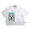Woman Crop Shirts - White : Fluffy Dog & Sky Blue Frame
