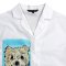 Woman Crop Shirts - White : Fluffy Dog & Sky Blue Frame