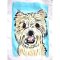 Woman Crop Shirts - White : Fluffy Dog & Sky Blue Frame